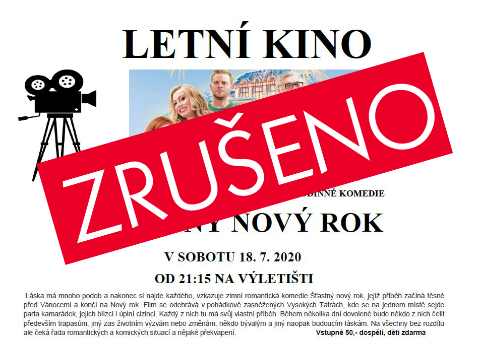 Letní kino zrušeno.